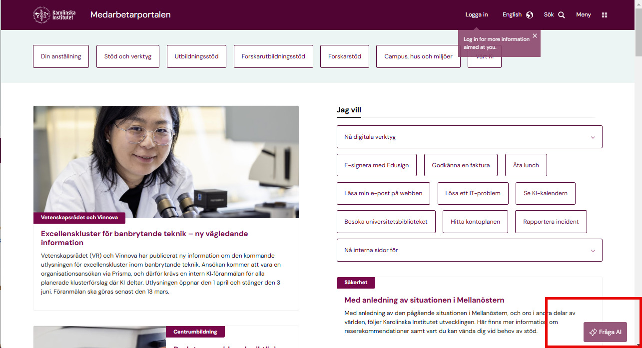 Screenshot for staff