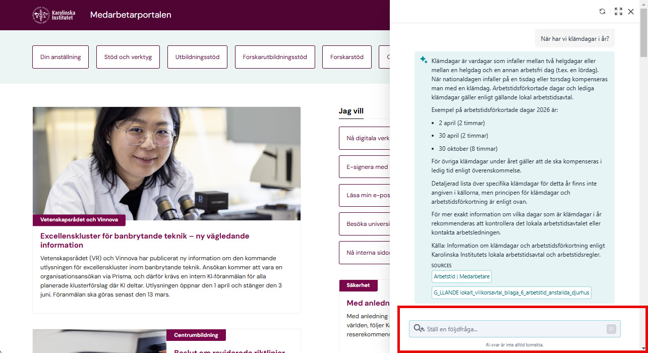 Screenshot for staff