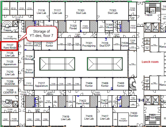 Map of storage of disinfection in ANA Futura, floor 7.