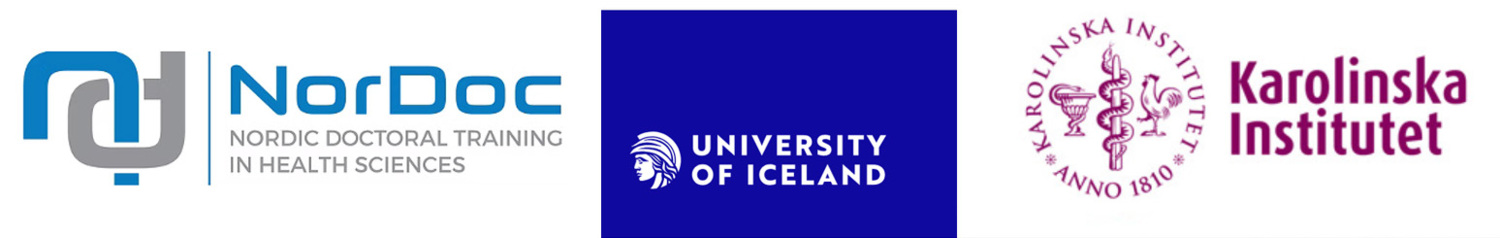 Logo for NorDoc, University of Iceland and Karolinska Institutet.