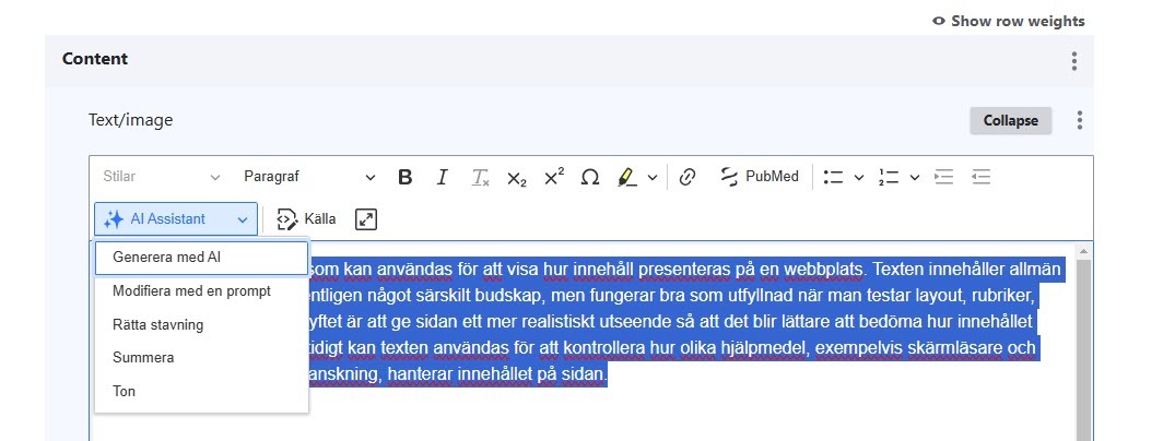 A screenshot for editors