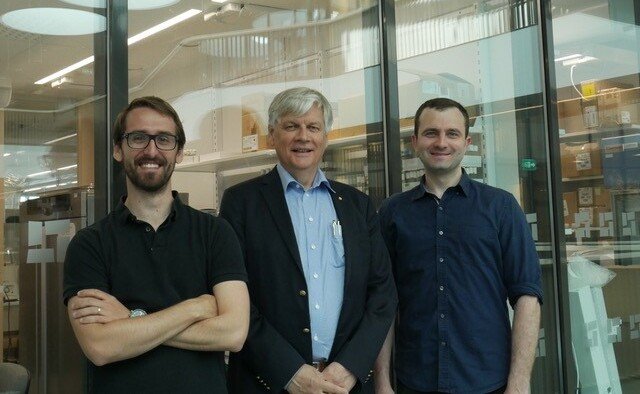 David Alsina, Nils-Göran Larsson and Oleksandr Lytovchenko, researchers at the Department of Medical Biochemistry and Biophysics