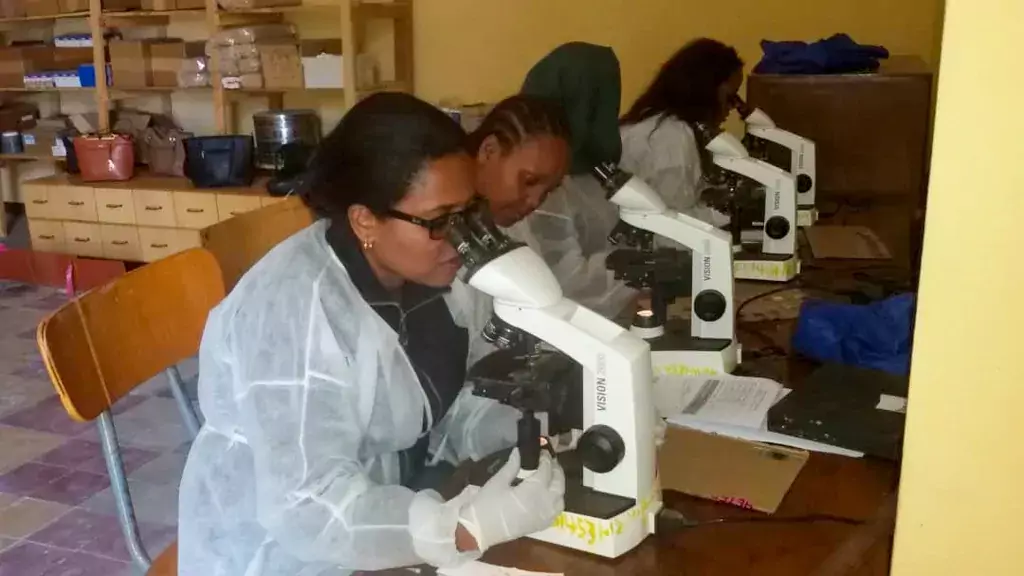 Women working in lab environment in Rwanda