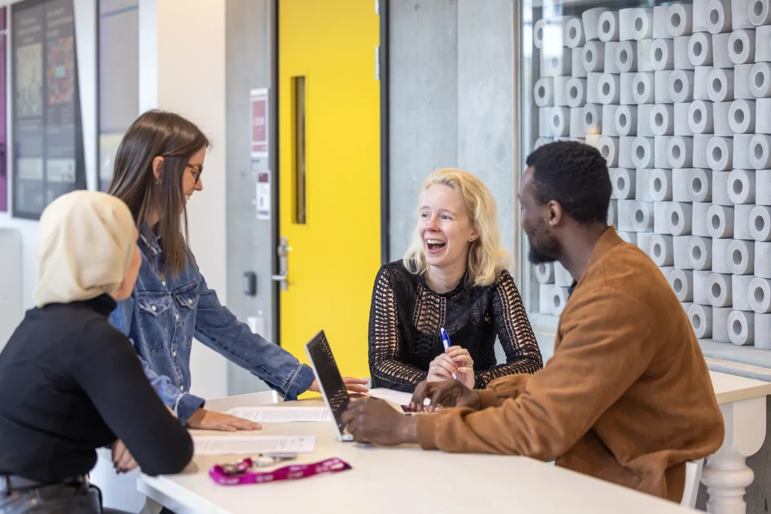 People interacting in the Widerströmska building