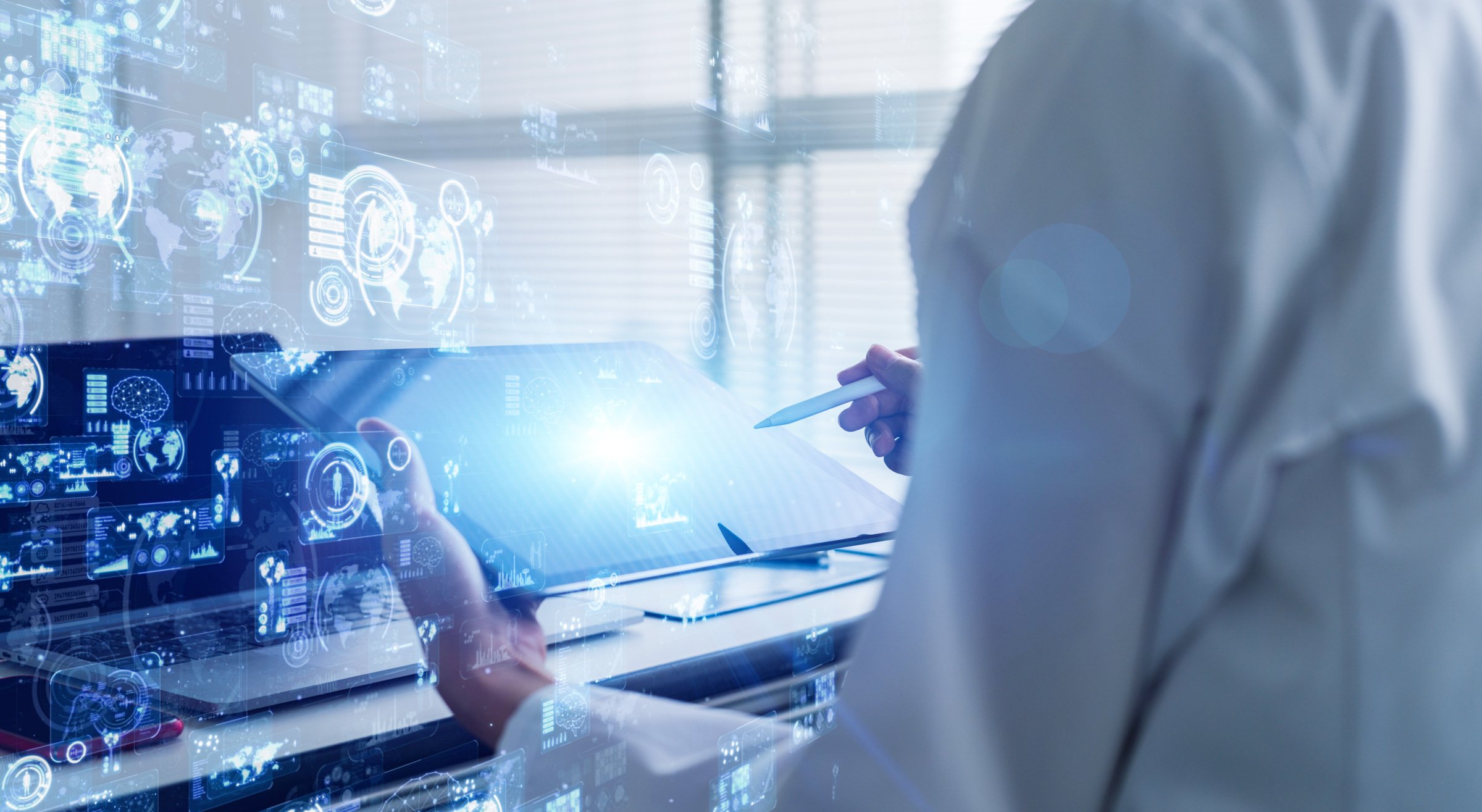 Decorative image illustrating science technology concept, laboratory, examination and research.