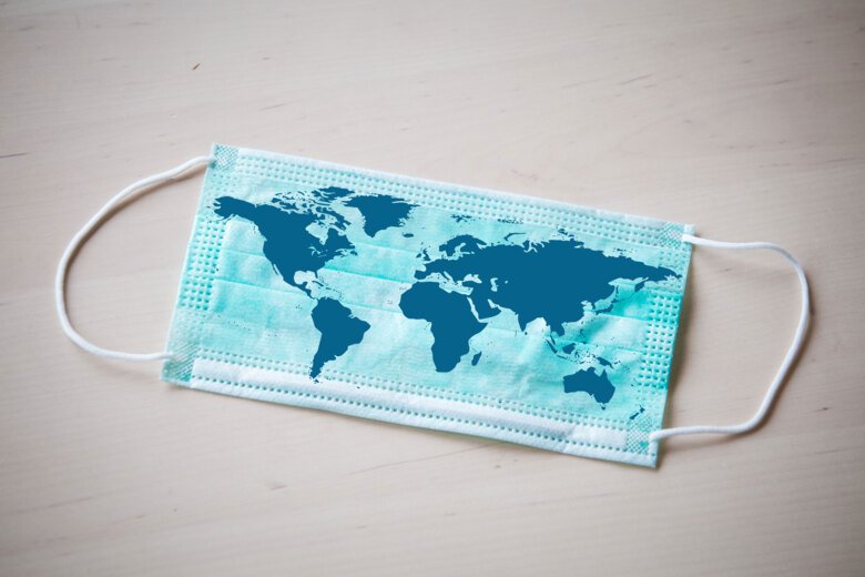 Face mask with world map