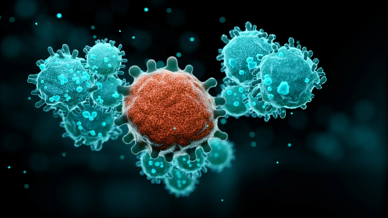 Cancer malignant cells, 3d rendered image.