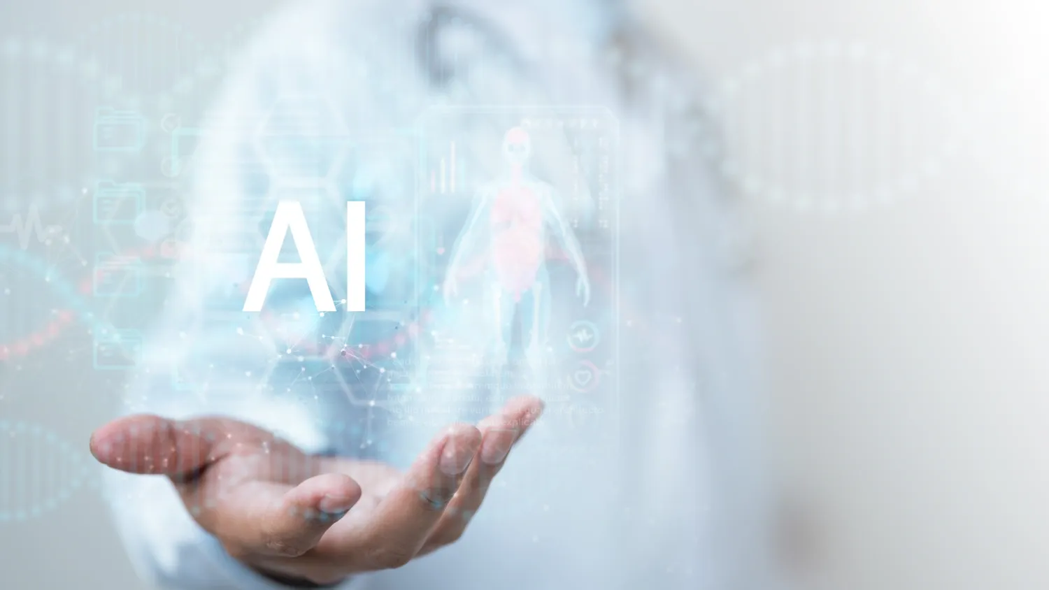 Artificial intelligence healthcare. Ai medical health tech. Diagnostics analysis. Technology health care research. Futuristic healthcare innovation. - Bildbanksfoto