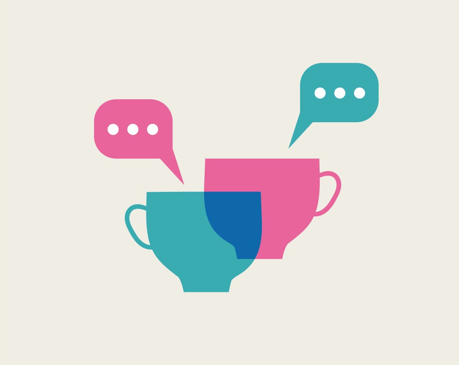 Coffee cups with speech bubbles