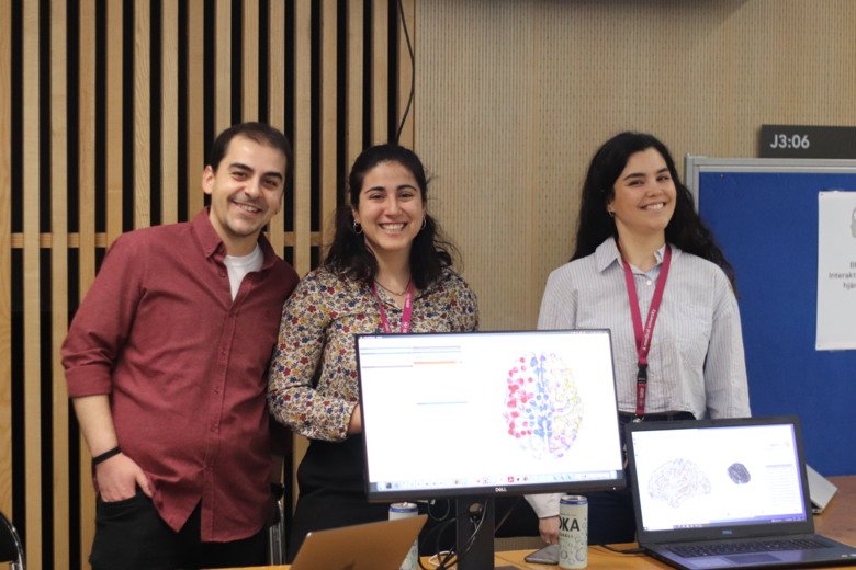 group picture at the BRAPH2 station: interaction with different brain networks.