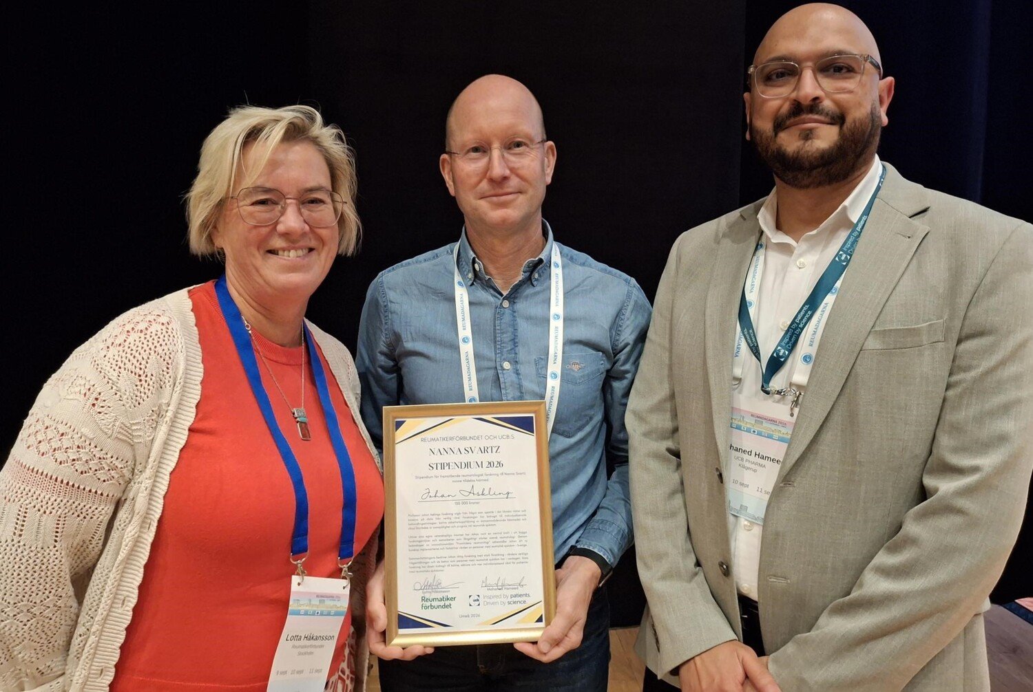 Group picture with Johan Askling and Chair of the Swedish Rheumatism Association