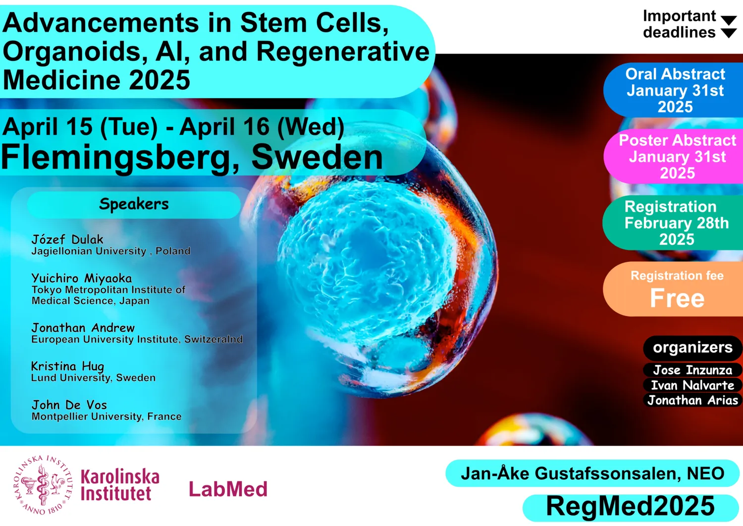 A conference add for: Advancements in Stem Cells, Organoids, AI, and Regenerative Medicine 2025