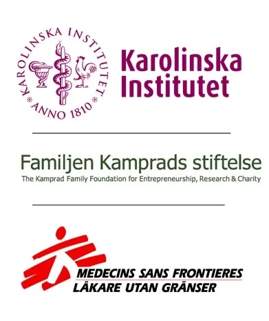 Three logos on top of each other. First Karolinska Institutet's, then The Kamprad Family Foundation, then Médecins Sans Frontières