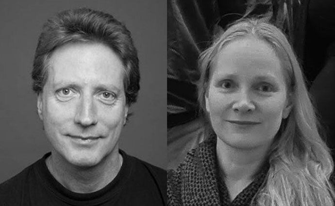 Portrait of Gilad Silberberg och Maya Ketzef in black and white, side by side.