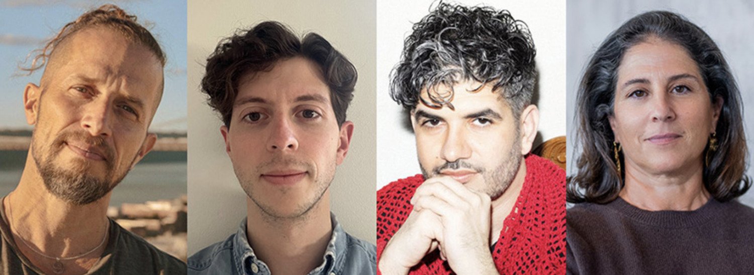 Four portraits next to each other, three men and one woman.