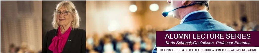 Illustrated picture of an audience with a small picture of a woman