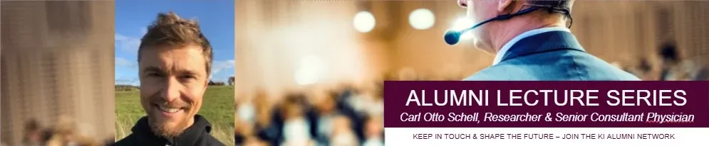 Illustrated picture of an audience with a small picture of a man smiling