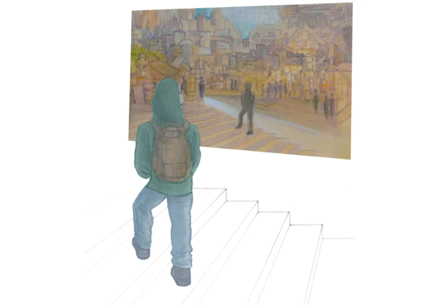 Illustration of a person from the behind on the cover of Lovisa Alehagen’s doctoral thesis, used as the cover image.