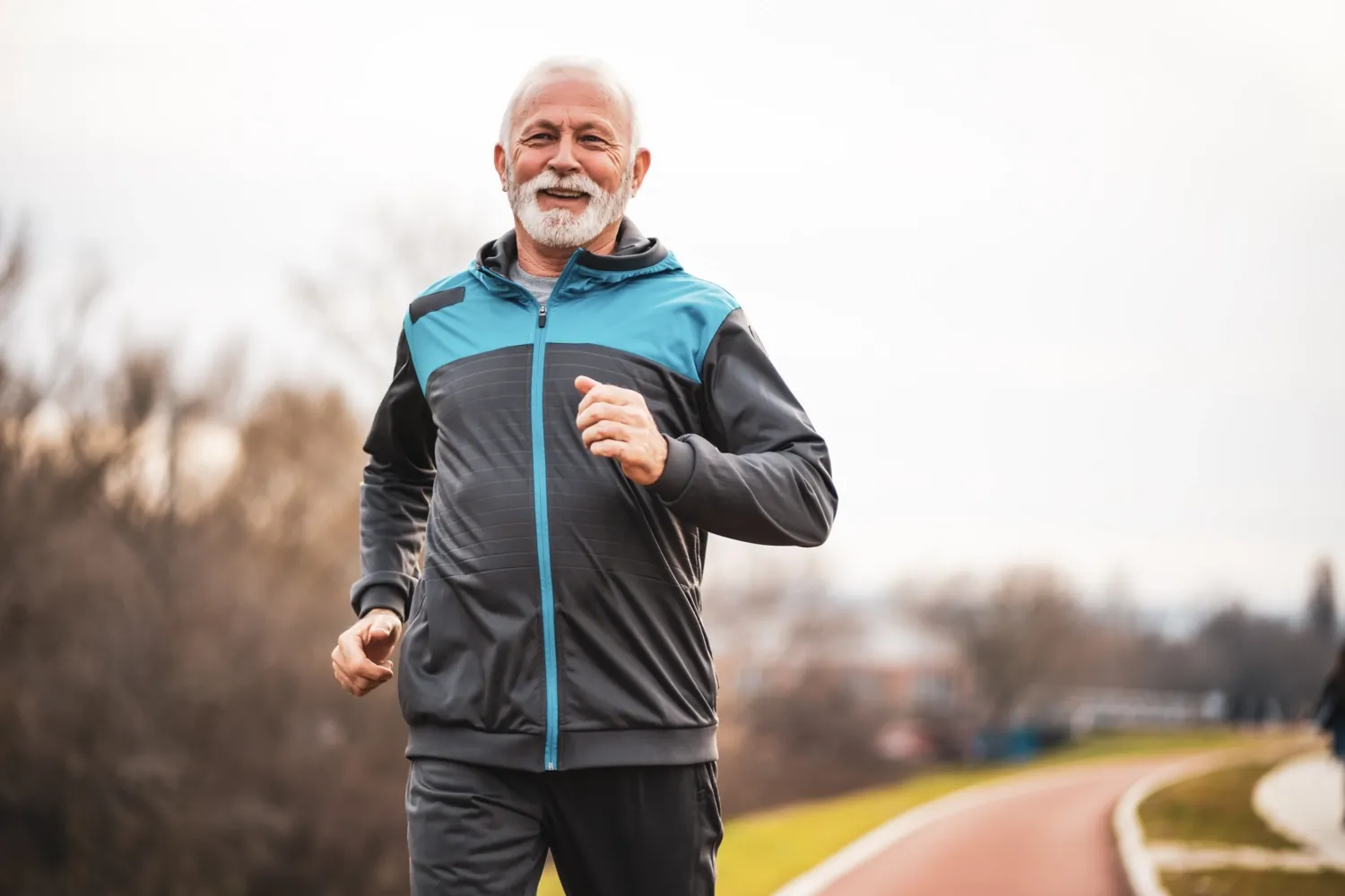 A man running outdoors
