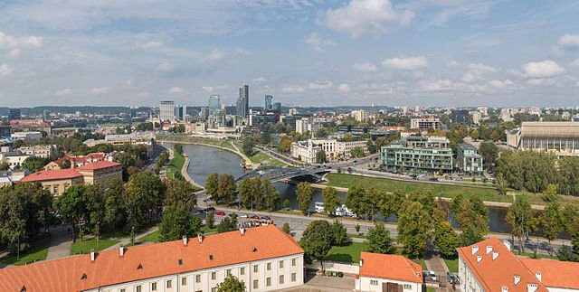 The modern skyline of Vilnius, Lithuania, as viewed from Gediminas' Tower looking north-west.