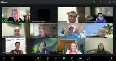 Screenshot of nine people during a Zoom meeting.