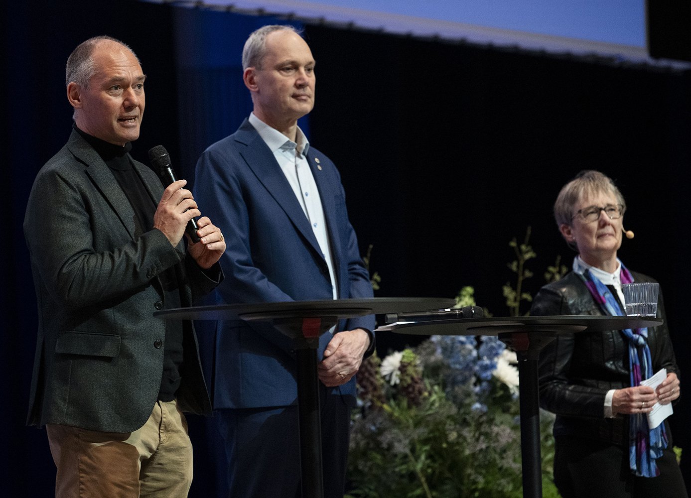 The day was opened by (from left) Elias Arnér, from Cancer Reserach KI, by Patrik Rossi and Anita Wanngren.