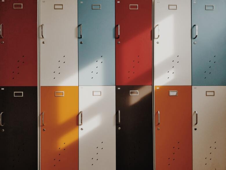 Colourful lockers at a school