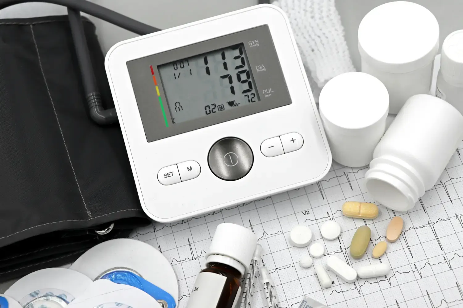 Digital Blood Pressure Monitor with Medication.