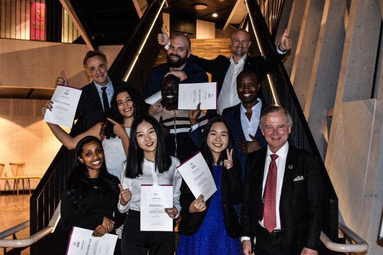 Scholarship holders 2019 together with the President and chairs for Internationalisation of Higher Education