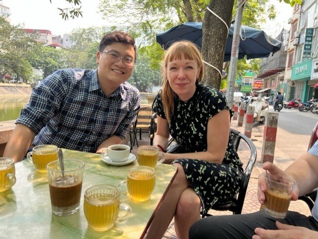 Nguyen Khac Toan and Susanna Myrnets Höök outside the Phu San Hospital,planning new PhD candidates