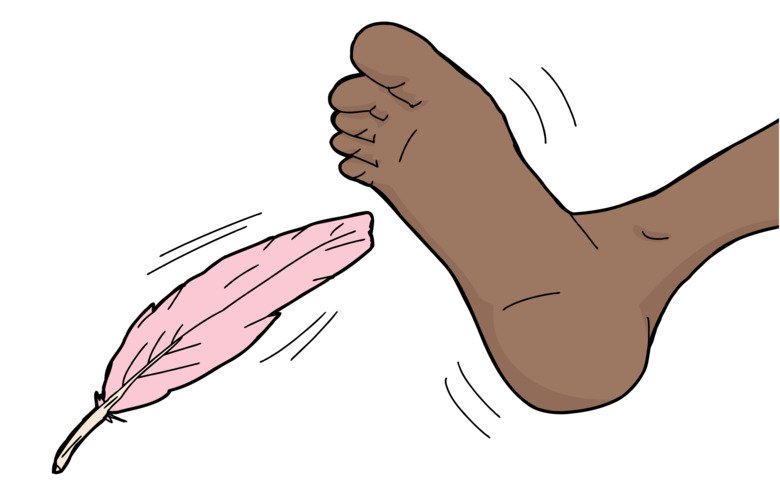 illustration of feather tickling foot