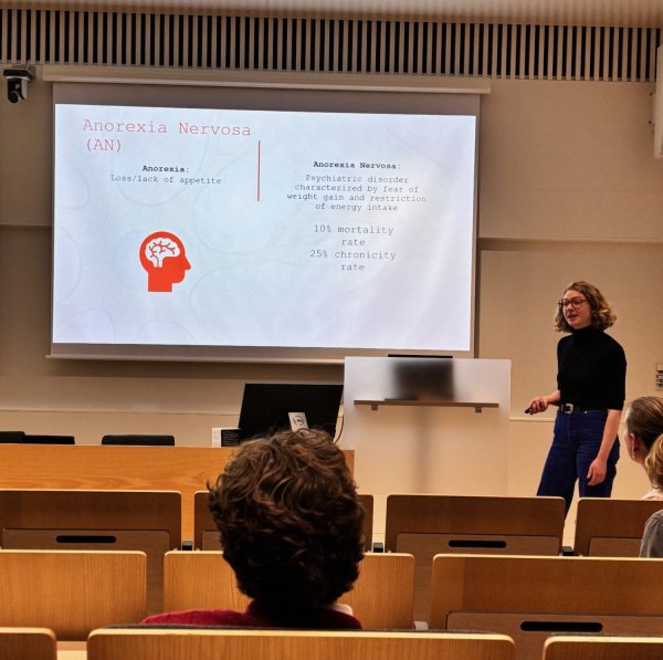 Researcher presenting her project