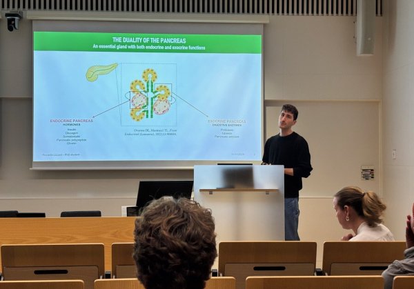 Researcher presenting his project