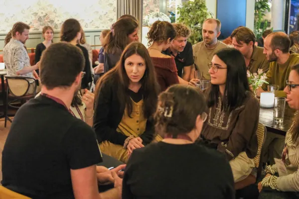 Groups of people talking