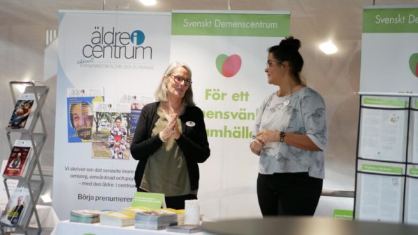 Exhibitor table of the Swedish Dementia Centre at the SNAC-K participant day 2023