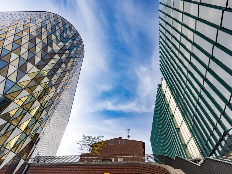 The buildings Aula Medica and Biomedicum at Campus Solna