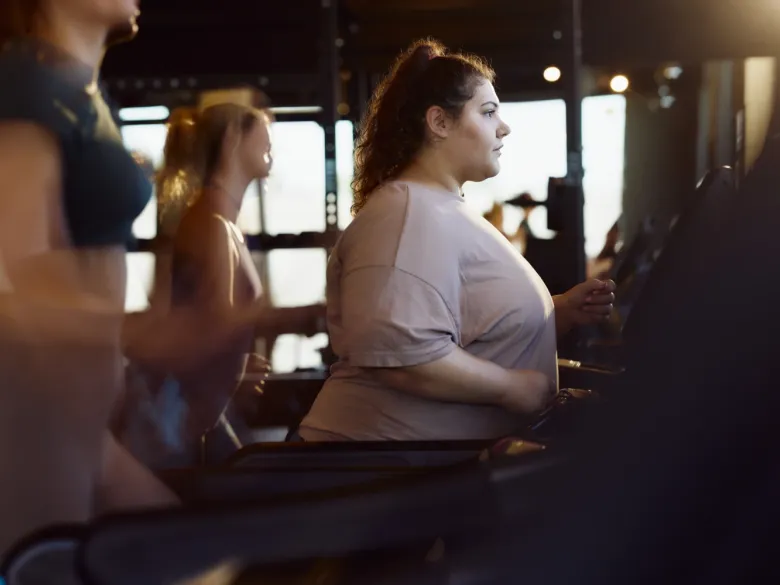 Woman on treadmill.