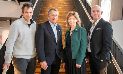 From left: Joachim Spranger, Dean of Charité, Heyo K. Kroemer, CEO of Charité, Annika Östman Wernerson, President of KI, and Christophe Pedroletti, Hospital Director of Karolinska University Hospital.