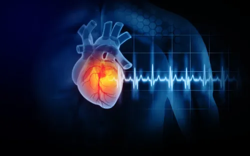 illustration of a heart attack or heart disease showing a heart and heart rate.