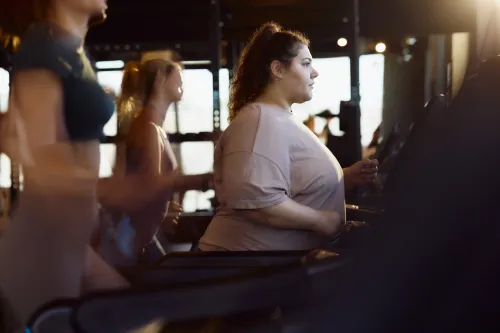 Woman on treadmill.