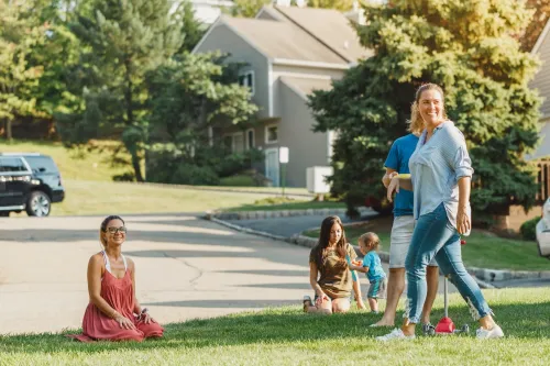 neighbours socialising in a residential area