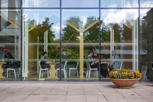 Students studying around a table