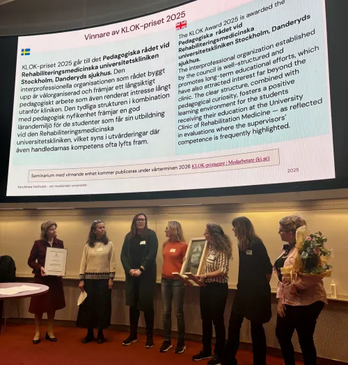 This years KLOK-prize winners from Educational Council at the University Clinic for Rehabilitation Medicine, Stockholm, Danderyd Hospital.