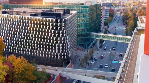 Aula Medica and Biomedicum seen from above.