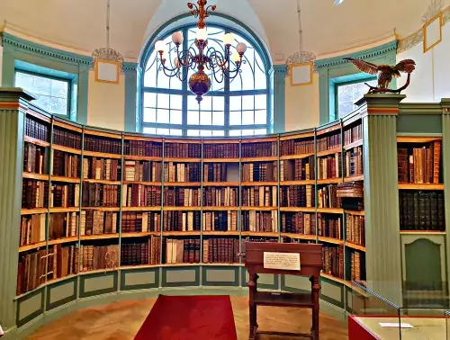 Interior of Haga Tinghus, Hagstromer Library.