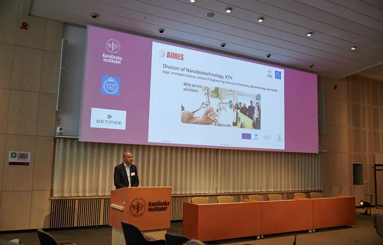 Aman Russom talks during the inauguration ceremony of AIMES on 30 September 2020, in Biomedicum.