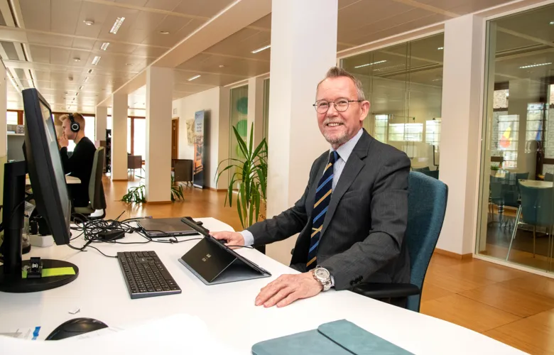 Dan Andrée at the Stockholm Trio office in Brussels.